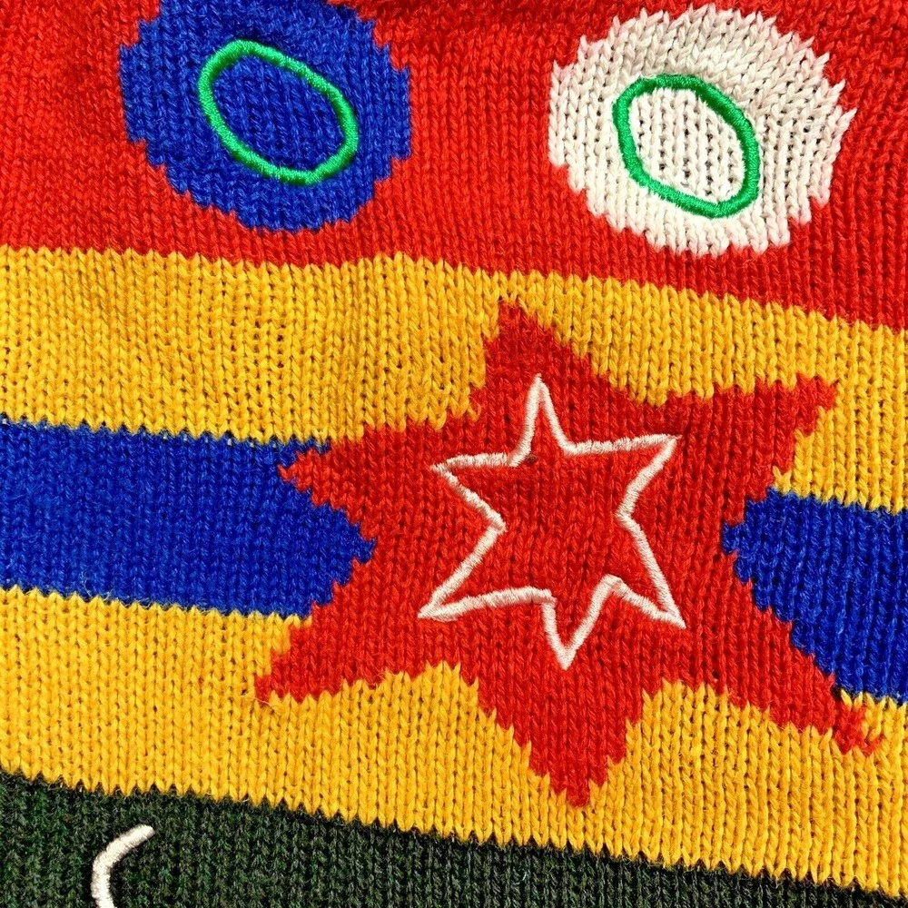 90’s Vtg L Coogi Style Color Block Hip Hop Colorful Loud Ugly Oversized Sweater